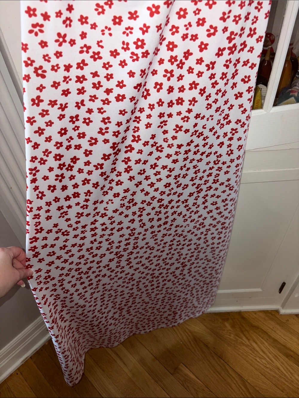 NWT large Commense Ivory Maxi Slip Dress with Red Floral - Picture 4 of 8